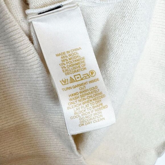 Kate Spade New York Ivory Sequin Front Sweater Keyhole Back Black Satin Bow Sz S - Picture 8 of 9